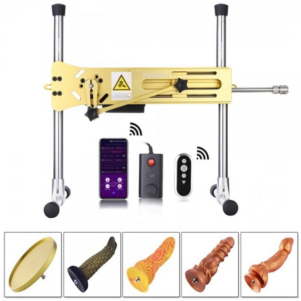 hismith-luxury-golden-sex-machine-bundle-with-4-fantasy-dildos.jpg Hismith Luxury Golden Sex Machine Bundle with 4 Fantasy Dildos - Image 1