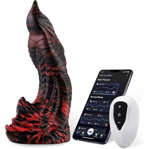 wildolo-app-controlled-glow-in-the-dark-silicone-dildo-vibrator-black.jpg Wildolo APP Controlled Glow in The Dark Silicone Dildo Vibrator - Black - Image 1